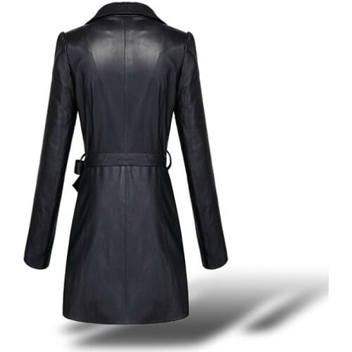 Leather Genuine Jacket Women Plus Size Montone Jacket Real Sheepskin Coats Female Long Trench Coat Spring Outwear LWL2558844