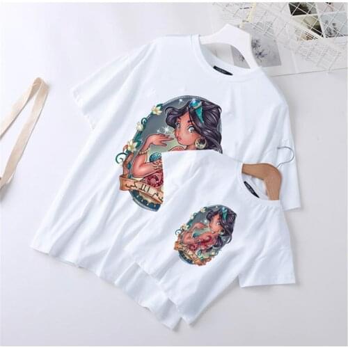 Fashion Women T Shirts Summer New Kids Tee Shirt Alice In Wonderland Printed Children Tee Tops Streetwear Family Matching Clothe