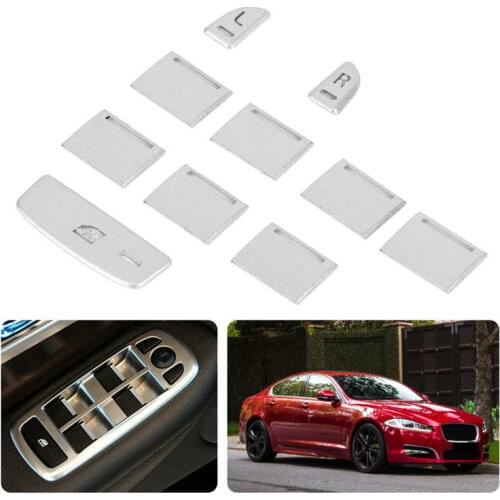 10pcs Window Lift Button Trim Silver Aluminum Alloy Sticker Fit for Jaguar XF 2012 2013 2014 2015 Window Lift Button Decor