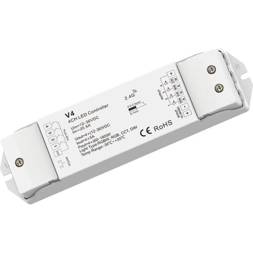 Skydance Led Wireless Receiver 4 Channel Constant Voltage DC 12V-24V 4CH 5A LED Single Dimming CCT RGB RGBW Strip Controller