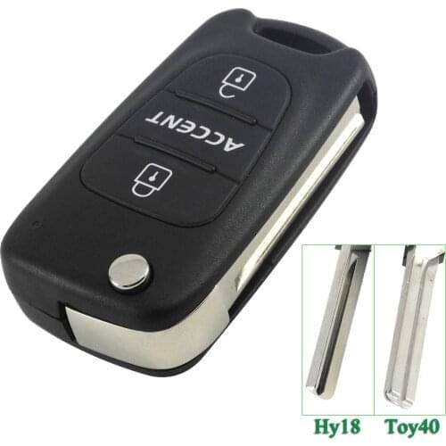Bilchave Flip Folding Remote Key Shell 3 Buttons Fob For Hyundai Accent Keyless Entry Cover Car Alarm Housing HY18 TOY40 Blade