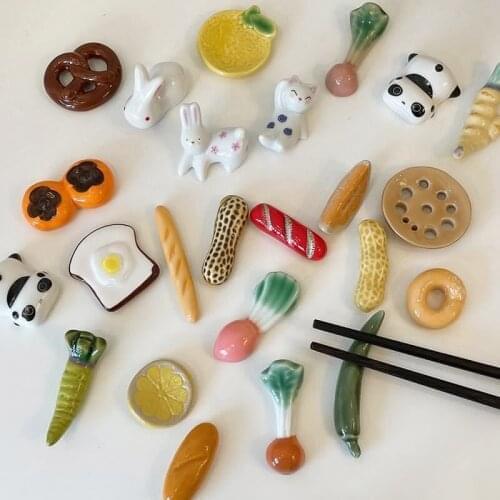 Ceramics Chopstick Holder Simulation Vegetable Chopstick Rest Japanese Style Fork Spatula Rack Shelf Kitchen Tableware Utensil