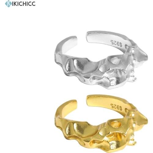 KIKICHICC 925 Sterling Silver Gold Square Screw Resizable Rings Geometric Irregular 2020 European Wedding Jewelry Accessories