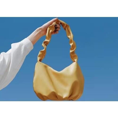 New Wrinkled Handbag Pu Cloud Bag Leisure Armpit Bag Shopping Single Shoulder Bag Dumpling Fashion Womens Solid Color Handbag