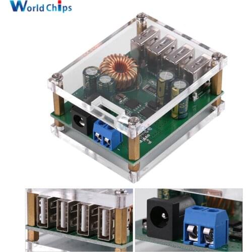 DC DC 9V 12V 24V 36V 48V 7-60V to 5V Voltage Regulator Buck Converter 5A Volt Transformer Power Supply Module 4 USB with Case