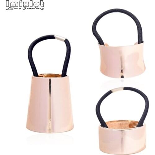 3PCS Women Girls Hair Accessories Punk Style Metal Circle Hair Bands Vintage Elastic Rubber Band Ponytail Hair Rope Scrunchy