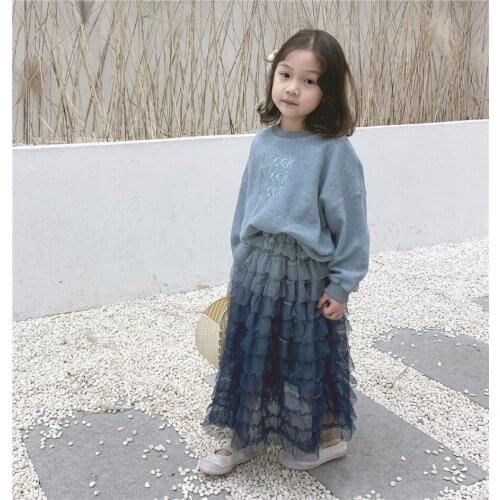 Spring Autumn Sweatshirts For Girls Korean Letter Embroidery Long Sleeves Girls Hoodies Kids Clothes Girls Sweatshirts Cotton