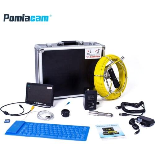 WP71 30M Cable 7'' TFT LCD Drain Inspection Camera With DVR Borescope Pipe Sewer Camera Portable Aluminum Case