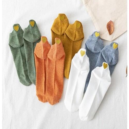 1Pairs New Heart Socks Women Cotton Socks Ankle Short Cute Heart Casual Funny Sock Fashion Socks;Solid; boat socks;girls socks