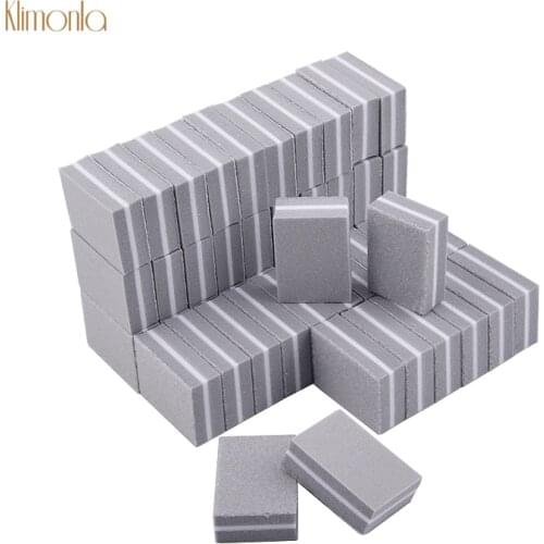 100pcs Gray Mini Sanding Blocks Sponge Nail File Sandpaper Buffer 100/180 Grit Disposable Limas Nail Polishing Manicure Tools