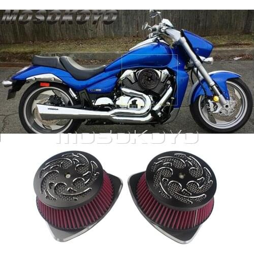 2pcs Motorcycle Aluminum Twin Big High Flow Air Cleaner Filter Intakes For Suzuki Boulevard M109 R VLR1800 VZR1800 2006-2019