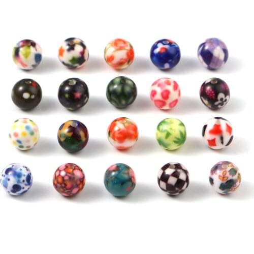 10mm Multicolor Dot Pattern Glass Beads Round Ball Spacer Loose Beads DIY Making Bracelets Necklace Women Jewelry Gifts,20 PCs