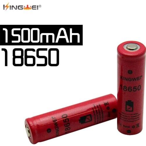 2018 New Brand KingWei Pointed Battery Really Capacity 1500mah 18650 Red 3.7 v Li ion Rechargeable BatteryHigh Quality Battery