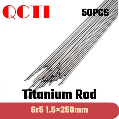 50pcs Gr5 1.5mm Dia x 250mm Length Titanium Alloy Round Bar Rod Industry Machine Use DIY Anti-corrosion Material