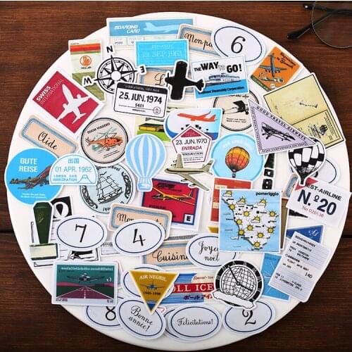 60PCS travel mini Stickers Crafts And Scrapbooking stickers book Student label Decorative sticker DIY Stationery