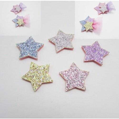 60pcs/Lot 3cm New Style Shiny Powder Star Appliquse For Childrens Hairpin BB Hairband Birthday wedding Material Accessories