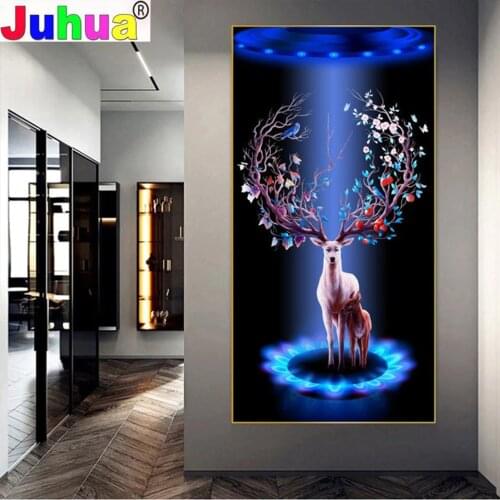 Elk Blue Light DIY diamond painting Full Square/Round drill 5d diamond embroidery Deer Animal Nordic Wall Art cross stitch