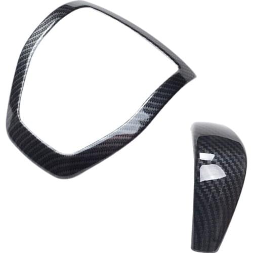 AU05 -Carbon Fiber Steering Wheel Frame Decorator Horn Trim & Gear Shift Cover Car Accessories for Ford Ranger Everest 2015