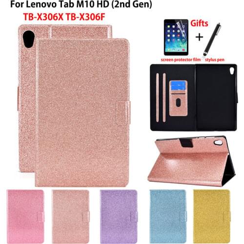 Glitter Case For Lenovo Tab M10 HD 2nd Gen TB-X306X TB-X306F 10.1" Cover Funda Tablet Sleep Wake Protective Stand Shell +Gift
