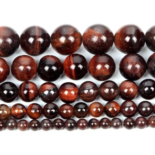 Natural Stone Red Tiger Eye Viens Charm Round Loose Beads For Jewelry Making For Needlework Beads Diy Strand 6/8/10/12 MM