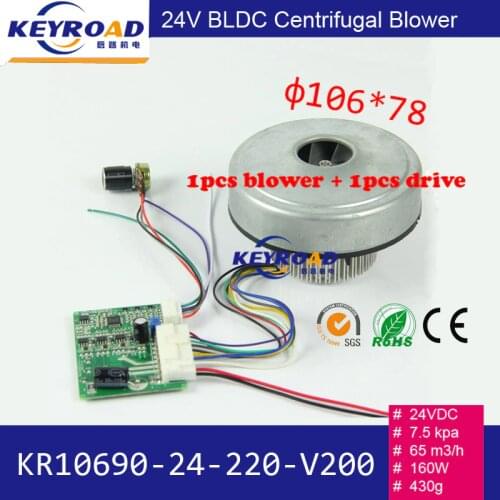 160W 24V 7.5kPa Low Noise High Pressure BLDC Centrifugal Blower +1pcs Driving Controller For Planter or Industrial Dedusting