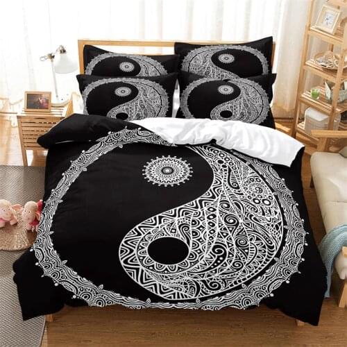 Black and White Bedding Set Cotton Ropa De Cama Gold Quilt Cover Home Textile Double Bed Duvetcover&2pcs Pillowcase Adult Size