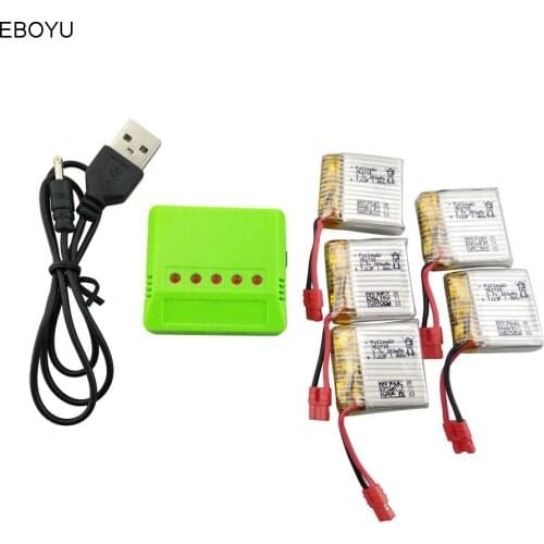 EBOYU RC Quadcopter Drone 5-port Balance Charger for Syma X26 X21 X21W with 3.7V 380mAh 25C Lipo Battery
