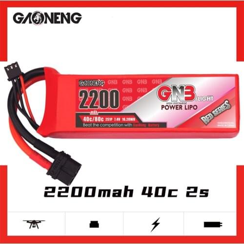 GNB 2200mAh 2S 7.4V 40C Lipo Battery XT60 Plug Connector for RC FPV Racing Drone Frame Kit Quadcopter Helicopter Car Model Parts