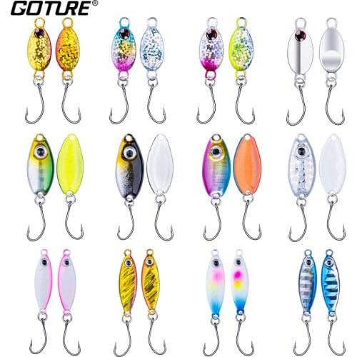 Goture 12pcs Micro Jig Fishing Lure Metal Spoon Jigging Casting Hard Artificial Bait 3.2g-4g For Perch, Crappie, Trout, Panfish