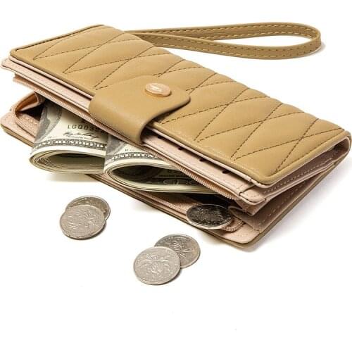 Women Brand Designer Thread Long Wallet Zipper Coin Purse Card Holder High Capacity Purse Female Clutch Wallet Ladies Carteira