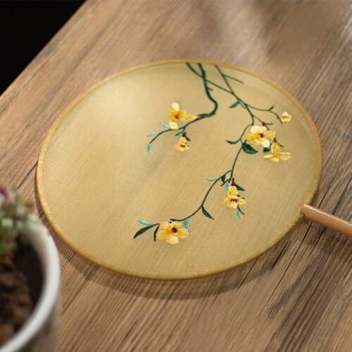Embroidery Circular Fan Ancient Style Han Chinese Clothing Suzhou Embroidery Circular Fan Circular Fan Double-Sided Dancing