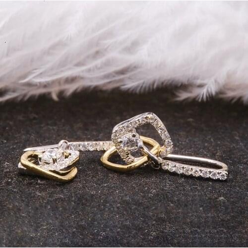 AEAW 0.51ctw Round Bralliant Cut Natural Diamond Earrings H Color SI2 Hoop Drop Gift for Lady Party Wedding 14k Gold