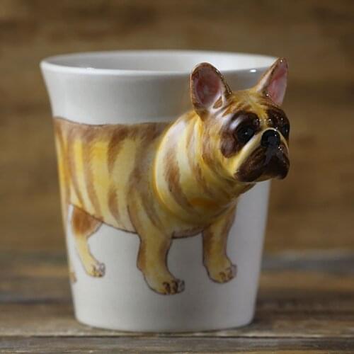 260ML Hand Painted Animal Mug Creative French Bulldog Ceramic Coffee Cup Cute Dog Ceramic Mugs anniversary gifts for husband