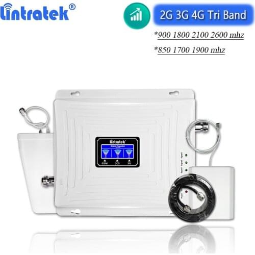 Lintratek Triband GSM 2G 3G 4G LTE Signal Amplifier 850 900 1700 1800 1900 2100 WCDMA 2600 Call Internet Data Cellphone Repeater