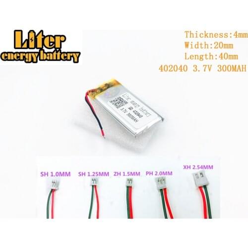 402040 3.7V 300mah Lithium polymer batteries FOR 3.7V 300MAH 402040 PLUG GPS MP3 MP4 MP5 polymer rechargeable battery