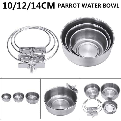 Stainless Steel Parrot Food Water Bowl For Crates Cages Dog Bird Pet Bowl Cage Hanging Bowl Parrots Supplies