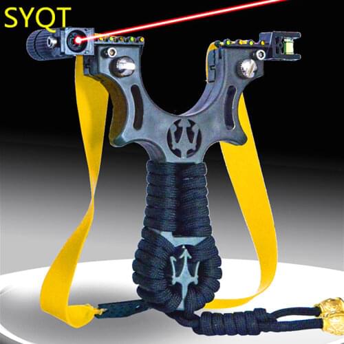 The New Resin Infrared Laser Sight Flat Leather Catapult Free Binding Fast Compression Slingshot For Outdoor Competitive Hunting