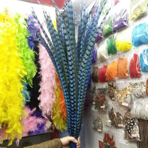Wholesale 100pcs Beautiful Sky Blue copper chicken feathers 40-44 inch/100-110 cm stage performances decoration