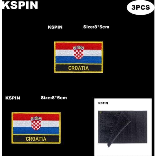 Rectangle National Flag Patch Hook Loop Croatia Badges Armband 3D Stick on Jacket Backpack Stickers