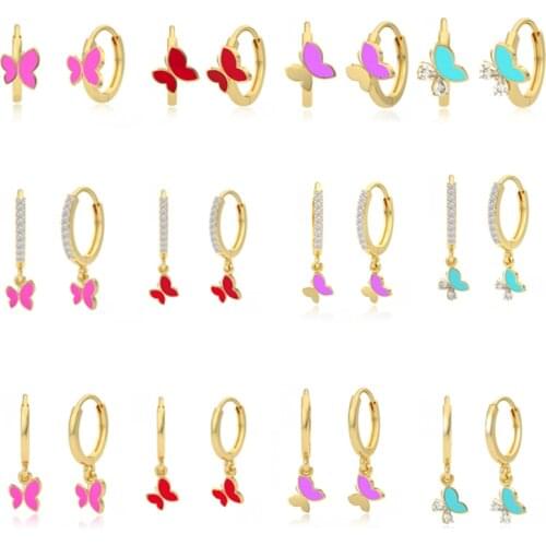 CANNER 2PCS Earring 925 Sterling Silver Huggie Earrings For Women Couple Butterfly Engagement Gift pendientes plata 925 joyero