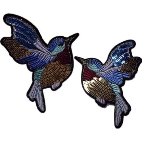 Pretty Bird Planet Things Iron On Patches For Clothing Embroidery Sewing Badge Stripe On Clothes Cute DIY Sequin Applique