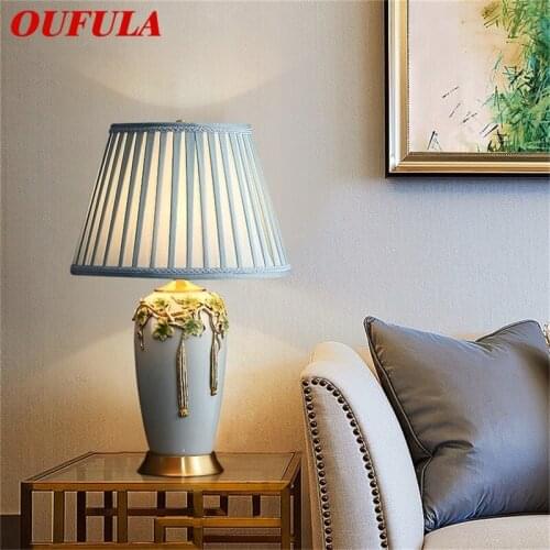 OUFULA Modern Table Lamp Brass Creative Ceramic LED Desk Light Decorative for Home