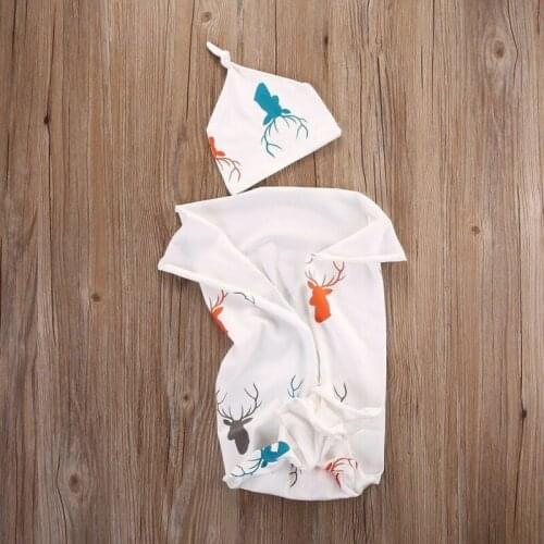 2021 Baby Sleeping Bags Newborn Baby Swaddle Wrap Cotton 0-3 Months Baby Blanket Swaddling Wrap 2Pcs Christmas Elk