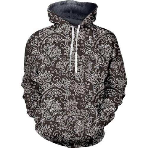 LCFA Brand Fashion Autumn Hoodies Black flower pattern 3D All Over Printed Mens Sweatshirt Unisex Pullover Mens Hoodie 5XL