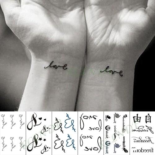 Waterproof Temporary Tattoo Sticker Line Letter Heart Fake Tatto Chest Hand Arm Foot Flash Tatoo for Kid Girl Men Women