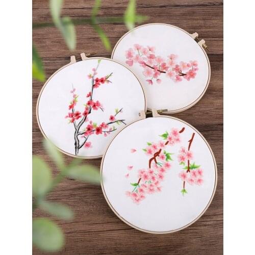 Embroidered DIY Self-Embroidered Beginners round Silk Fan Material Box Embroidery Antique Style