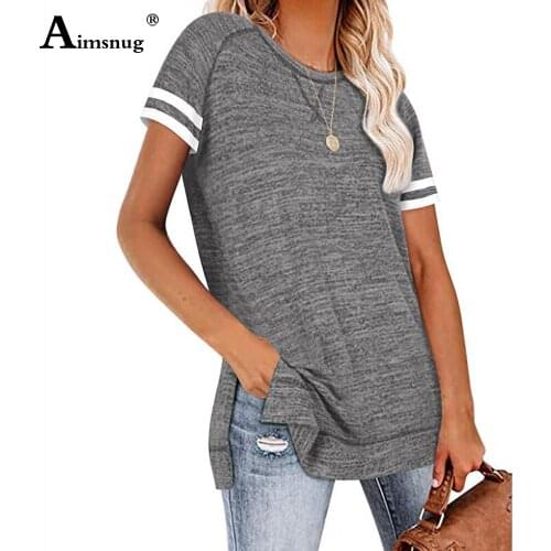 2021 Summer New Patchwork Stripe Tops Women Elegant Leisure Casual T-Shirt Round Neck Loose Ladies Tee Shirt Oversized 2xl Femme