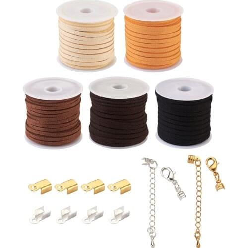 1 Set Mixed Color Flat Faux Suede Cord Iron Cord Ends and Bras Terminators for DIY Necklace Makings Accessories F85
