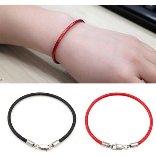 1Pc Allergy Free Black/Red Rope Leather Lucky Brecelet For Women Men Charm Bracelets Fashion Jewelry Gifts