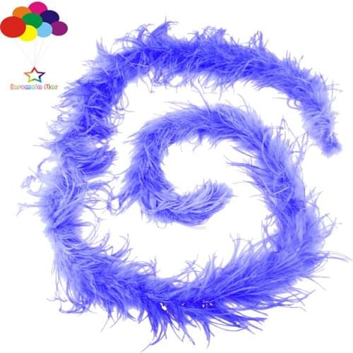 1pcs Luxury Ostrich Feather Boa 2 meter Long sapphire High Quality for diy Fluffy Costume Dress mask headdress